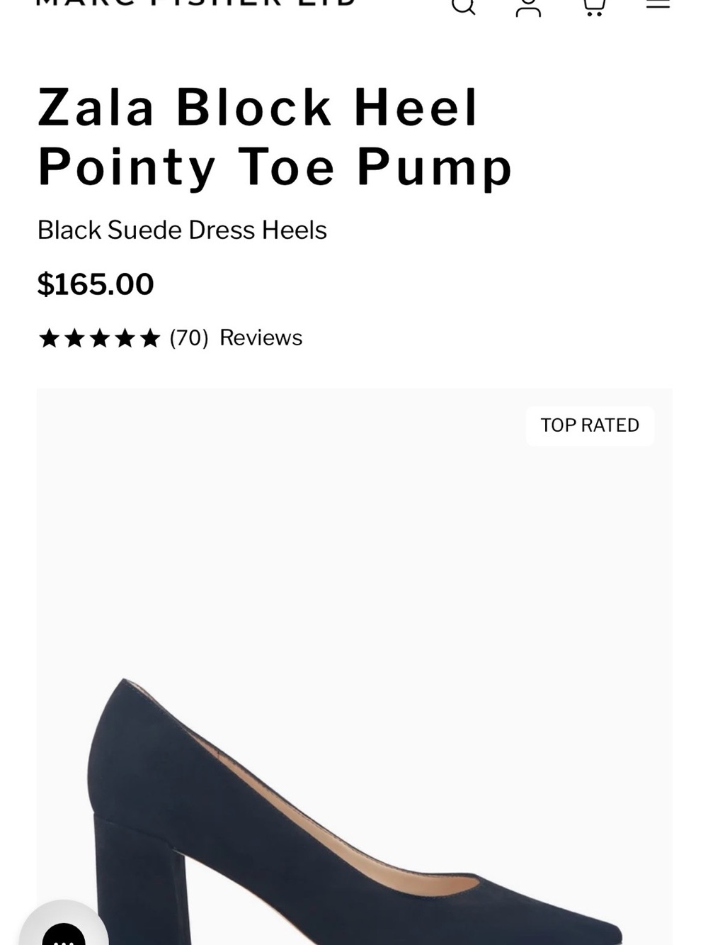 Marc Fisher Zala Pointed Block Heel Pump - Black